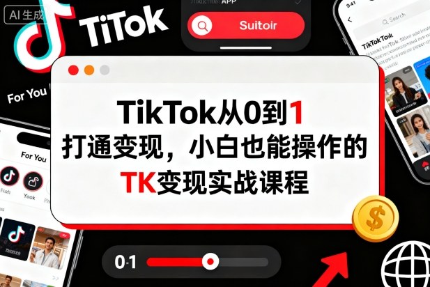 TikTok从0到1打通变现,小白也能操作的TK变现实战课程-野草资源库