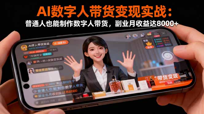 AI数字人带货变现实战：普通人也能制作数字人带货，副业月收益达8000+-野草资源库