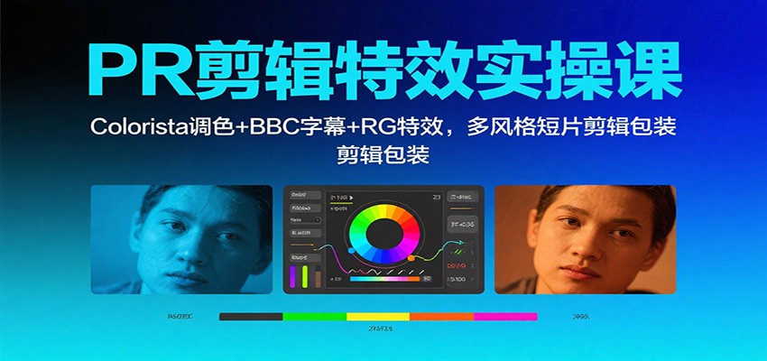 PR剪辑特效实操课：Colorista调色+BBC字幕+RG特效，多风格短片剪辑包装-野草资源库
