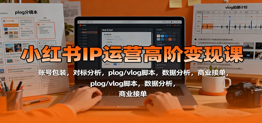小红书IP运营高阶变现课:账号包装,对标分析,plog/vlog脚本,数据分析,商业接单-野草资源库