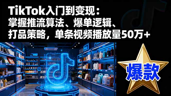 TikTok入门到变现：掌握推流算法、爆单逻辑、打品策略，单条视频播放量50w-野草资源库