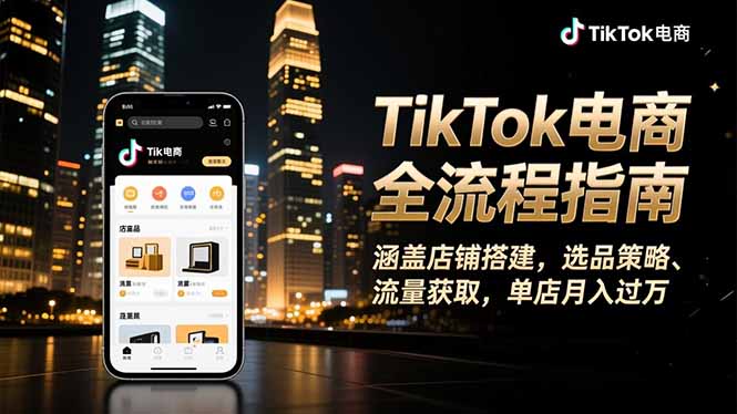 TikTok电商全流程指南，涵盖店铺搭建、选品策略、流量获取，单店月入过万-野草资源库