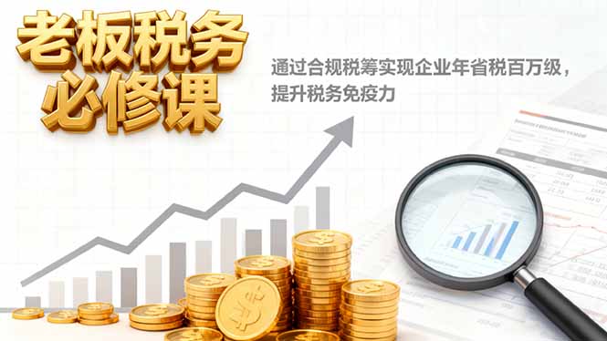 老板税务必修课，通过合规税筹实现企业年省税百万级，提升税务免疫力-野草资源库