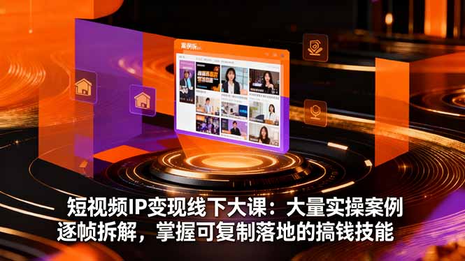 短视频IP变现线下大课：大量实操案例逐帧拆解，掌握可复制落地的搞钱技能-野草资源库