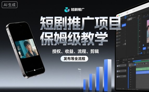 短剧推广项目保姆级教学，授权、收益、流程、剪辑，发布等全流程-野草资源库