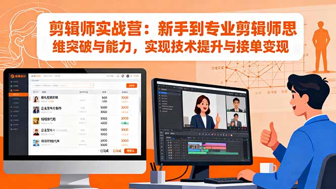 剪辑师实战营：新手到专业剪辑师思维突破与能力，实现技术提升与接单变现-野草资源库