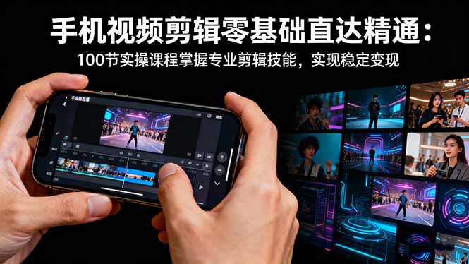 手机视频剪辑零基础直达精通：100节实操课程掌握专业剪辑技能，实现稳…-野草资源库