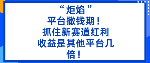 “炬焰”：平台撒钱期！抓住新赛道红利，5分钟二创内容，收益是其他平台几倍！-野草资源库