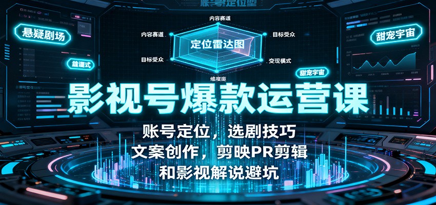 影视号爆款运营课：账号定位，选剧技巧，文案创作，剪映PR剪辑和影视解说避坑-野草资源库
