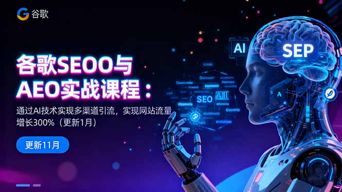 谷歌SEO与AEO实战课程：通过AI技术实现多渠道引流，实现网站流量增长300%-野草资源库