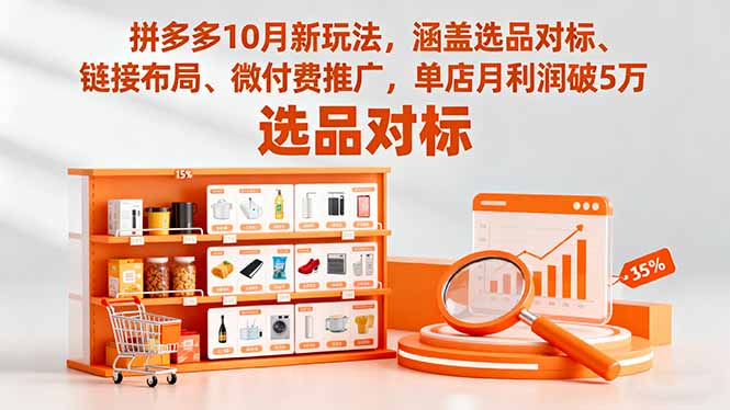 拼多多10月新玩法，涵盖选品对标、链接布局、微付费推广，单店月利润破5万-野草资源库