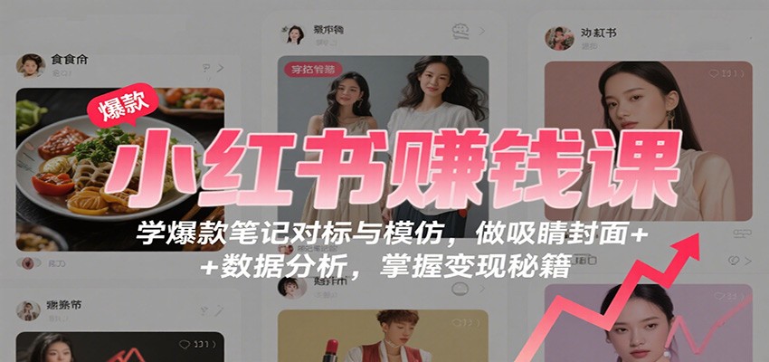 小红书赚钱课：学爆款笔记对标与模仿，做吸睛封面 + 数据分析，掌握变现秘籍-野草资源库