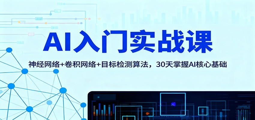 AI入门实战课:神经网络+卷积网络+目标检测算法,30天掌握AI核心基础-野草资源库