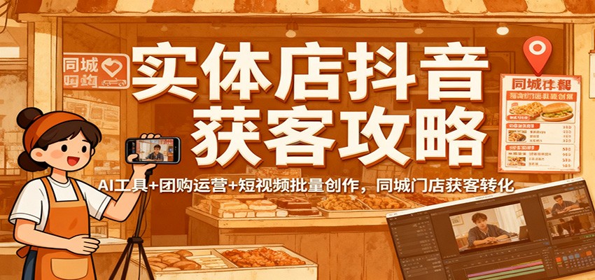 实体店抖音获客攻略:AI工具+团购运营+短视频批量创作,同城门店获客转化-野草资源库