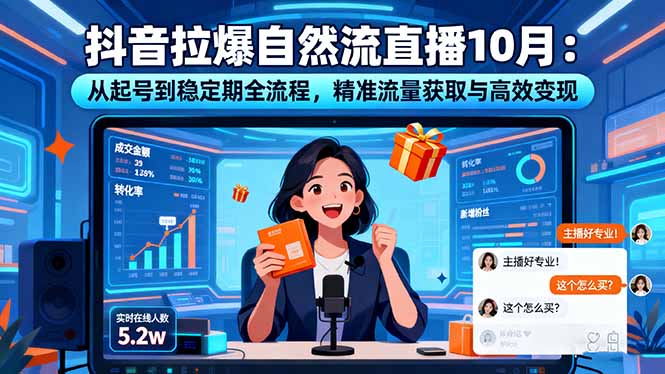 抖音拉爆自然流直播10月:从起号到稳定期全流程,精准流量获取与高效变现-野草资源库