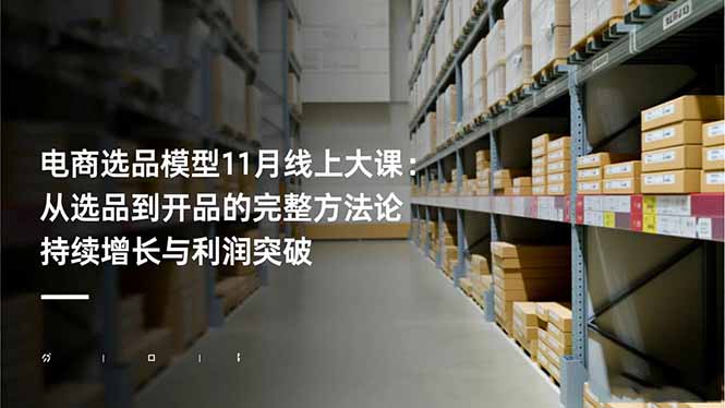 电商选品模型11月线上大课：从选品到开品的完整方法论 持续增长与利润突破-野草资源库