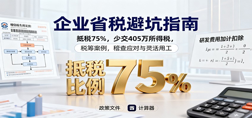 企业省税避坑指南：抵税75%，少交405万所得税，税筹案例，稽查应对与灵活用工-野草资源库